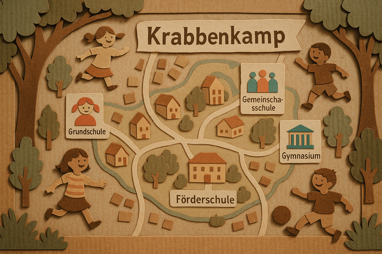 Karte mit Schularten in Krabbenkamp und Umgebung – Bildungsübersicht in Reinbek